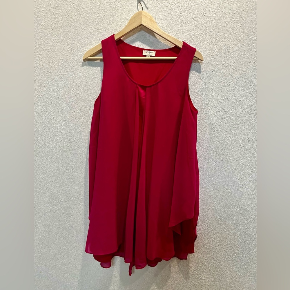 Umgee Mini Tunic Swing Shift Dress‎ Sleeveless Boho Art,